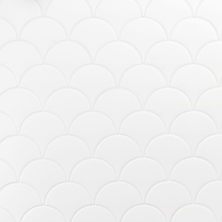 Highwater Blanco White Fishscale Matte 2x5 Ceramic Wall Tile
