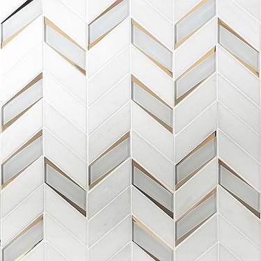Kasol White & Gold 2x4 Marble & Mirror Polished Mosaic