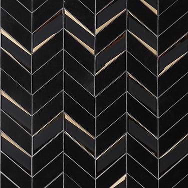 Kasol Portoro Black 2x4 Marble and Mirrored Glass Polished Mosaic  Tile - Sample