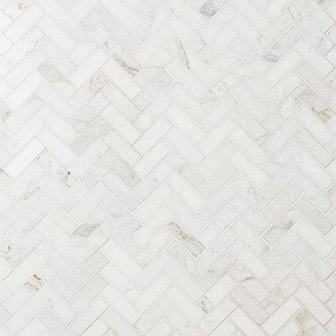 Alaska White 1x3" Herringbone Polished Marble Mosaic Tile - Sample