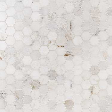 Alaska White 2" Hexagon Polished Marble Mosaic Tile - Sample