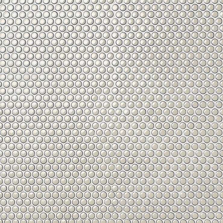 Eden 2.0 Latte Beige Rimmed Penny Round Polished Porcelain Mosaic