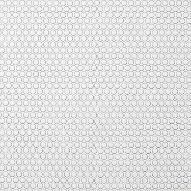 Eden Winter White Penny Round Polished Rimmed Ceramic Tile