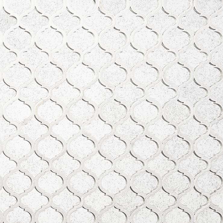 Veranda Lunar Light Antique Mirror Polished Mosaic Tile with Quartz Accents