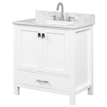 Athena  30'' White Vanity And Marble Counter