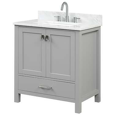 Athena  30'' Gray Vanity And Marble Counter