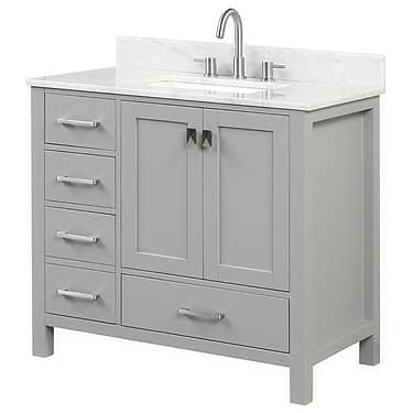 Athena  36'' Gray Vanity And Marble Counter
