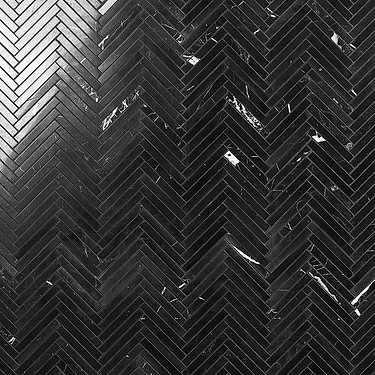 Nero Marquina 1/2"x4" Herringbone Polished Marble Mosaic Tile  - Sample