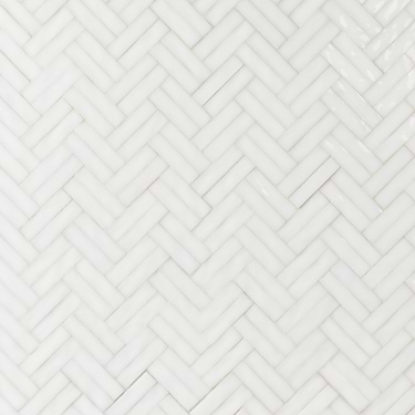 Bespoke Gosh White 3/4" x 3” Herringbone Polished Glass Mosaic