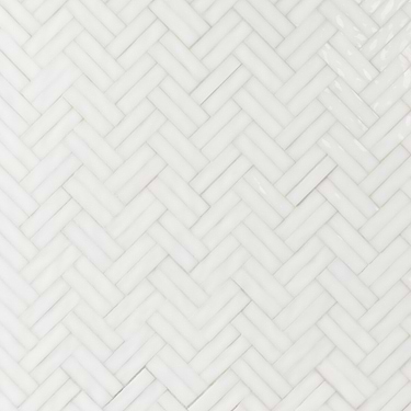 Bespoke Gosh White 3/4" x 3” Herringbone Polished Glass Mosaic Tile - Sample