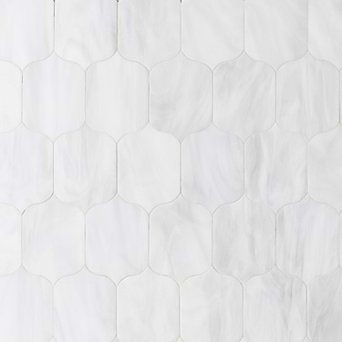 Bespoke Rain Cloud White 4x6 Lantern Polished Glass Mosaic Tile - Sample