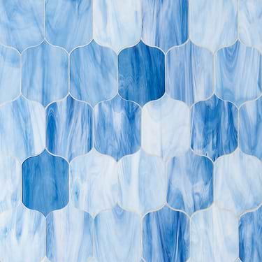 Bespoke South Beach Blue 4x6 Lantern Polished Glass Mosaic Tile - Sample