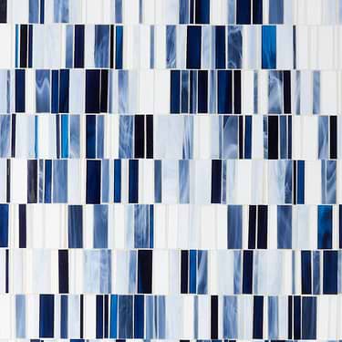 Bespoke Stacked Clarity Blue Polished Glass Mosaic Tile - Sample