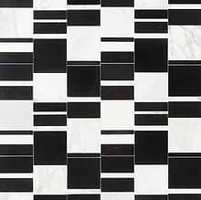 Alayah Polished Nero Marquina And Calacatta Gold Mosaic Tile