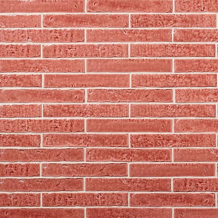 Wabi Sabi Coralito Terracotta Pink 1.5x9 Crackled Glossy Ceramic Tile