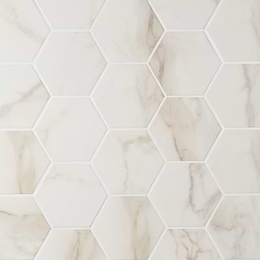 Amalfi Calacatta White 6" Hexagon Polished Porcelain Tile