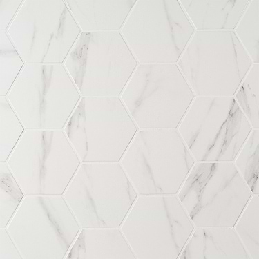 Amalfi Statuario White 6" Hexagon Polished Porcelain Tile - Sample