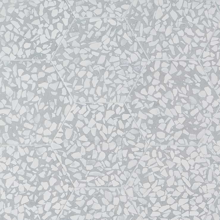 Terrazzo Hex Azulio Blue 9" Terrazzo Look Matte Porcelain Tile