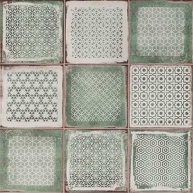 Los Lunas Deco Green 8x8 Matte Porcelain Tile  - Sample