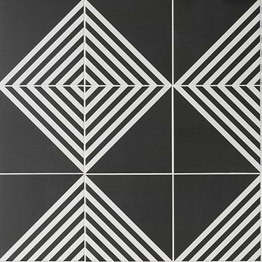 B2W Black & White Stripe Negative 8x8 Matte Porcelain Tile