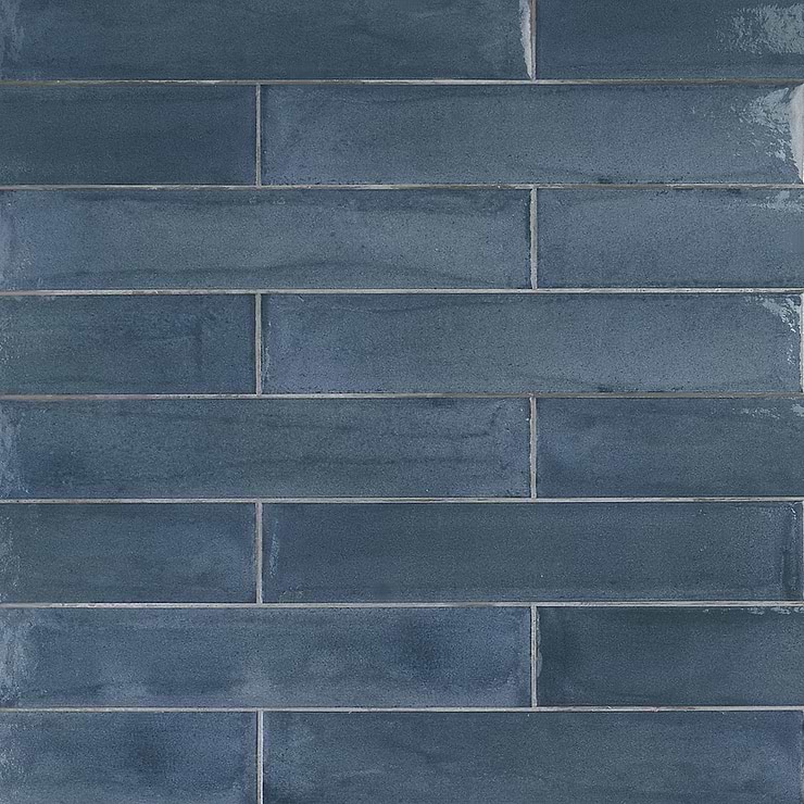 Paint Blu Notte 3x16 Glossy Porcelain Subway Tile for Wall