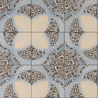 Chips Fleur De Lis Nero Blue 8x8 Matte Porcelain Tile - Sample