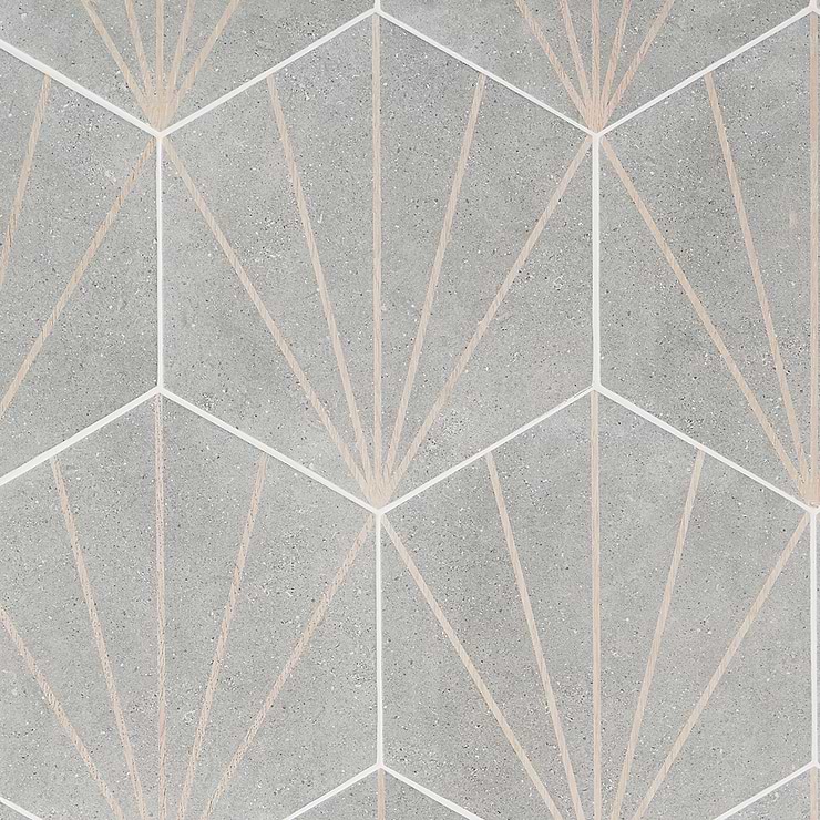 Pergola Beams Gray 12.5" Hexagon Matte Gray Porcelain Tile
