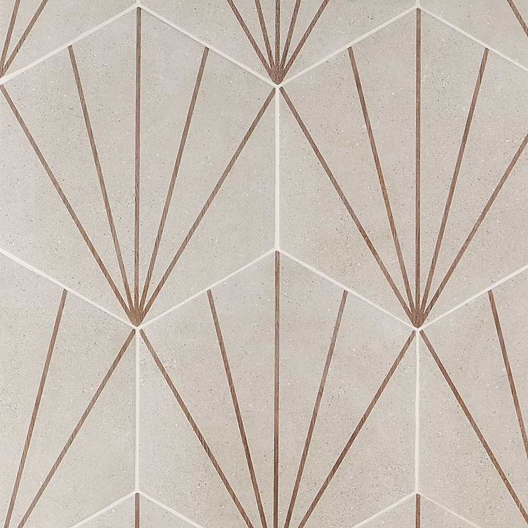 Pergola Beams Taupe 12.5" Hexagon Matte Porcelain Tile