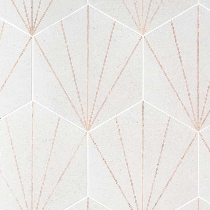 Pergola Beams White 12.5" Hexagon Porcelain Matte Tile