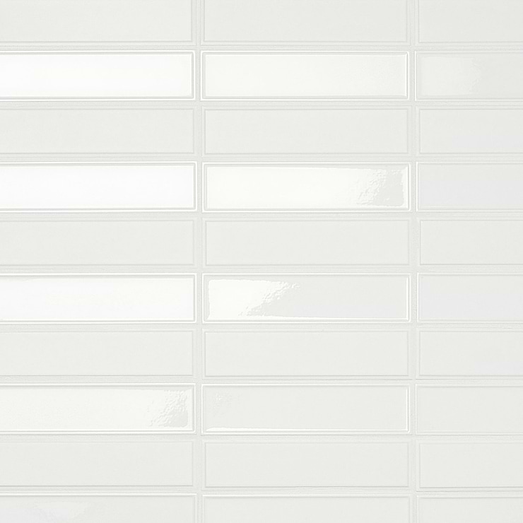Eastside Mix Bianco Framed Glossy and Beveled Matte 2x9 Ceramic Tile