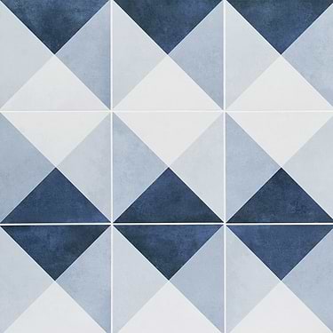 Art Geo Deco Navy Blue 8x8 Cement Look Matte Porcelain Tile by Elizabeth Sutton