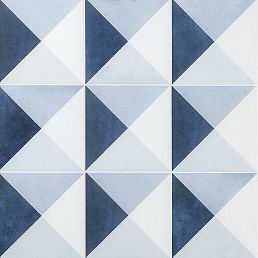 Art Geo  Cement Deco Blue 8x8 Matte Porcelain Tile by Elizabeth Sutton