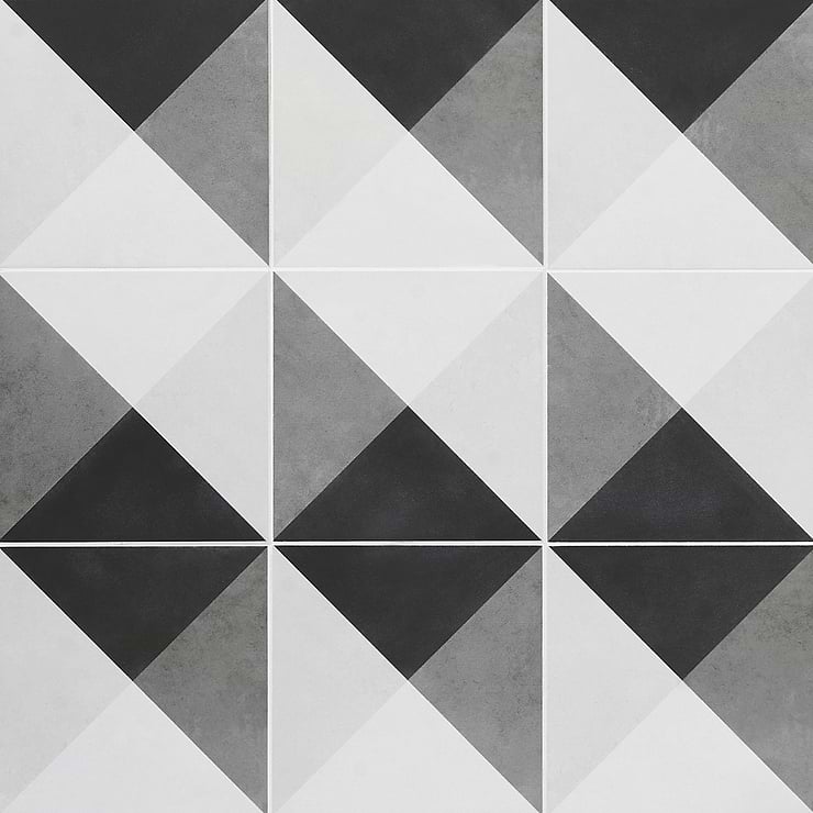 Art Geo by Elizabeth Sutton Cement Deco Charcoal Gray 8x8 Matte Porcelain Tile: Pattern 3