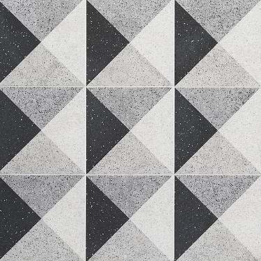 Art Geo  Terrazzo Deco Charcoal Gray 8x8 Matte Porcelain Tile by Elizabeth Sutton