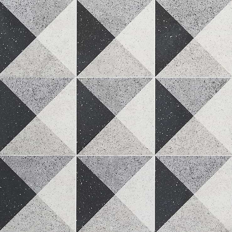 Art Geo by Elizabeth Sutton Terrazzo Deco Charcoal Gray 8x8 Matte Porcelain Tile