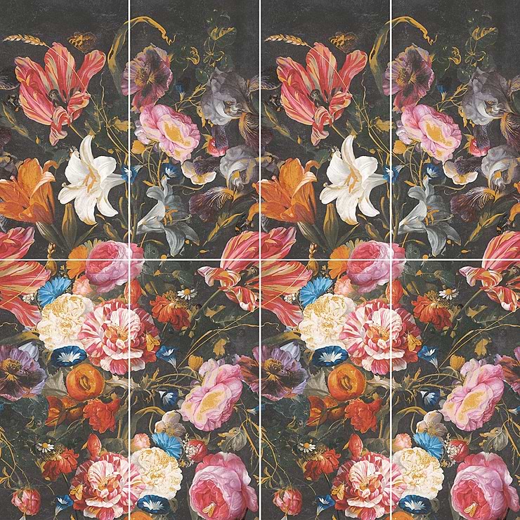 Art Gallery by Paula Purroy Bouquet Multicolor 24x48 Artisan Decor Matte Porcelain Tile