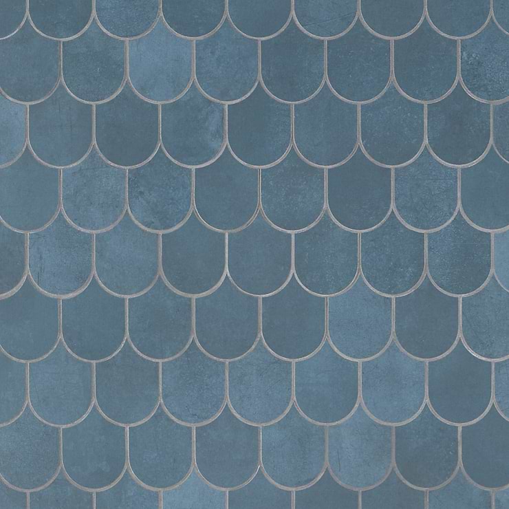 Bond Indio Blue Fishscale Plume Matte Porcelain Mosaic Tile