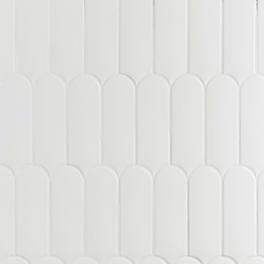 Parry  White 3x8 Fishscale Glossy Ceramic Tile - Sample