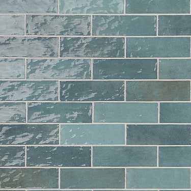 Portmore Aqua Blue 3x8 Glazed Ceramic Subway Tile - Sample