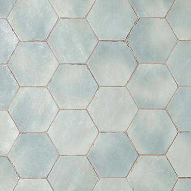 Sasha Hex Bettina Blue Green 6" Matte Porcelain Hexagon Tile  - Sample