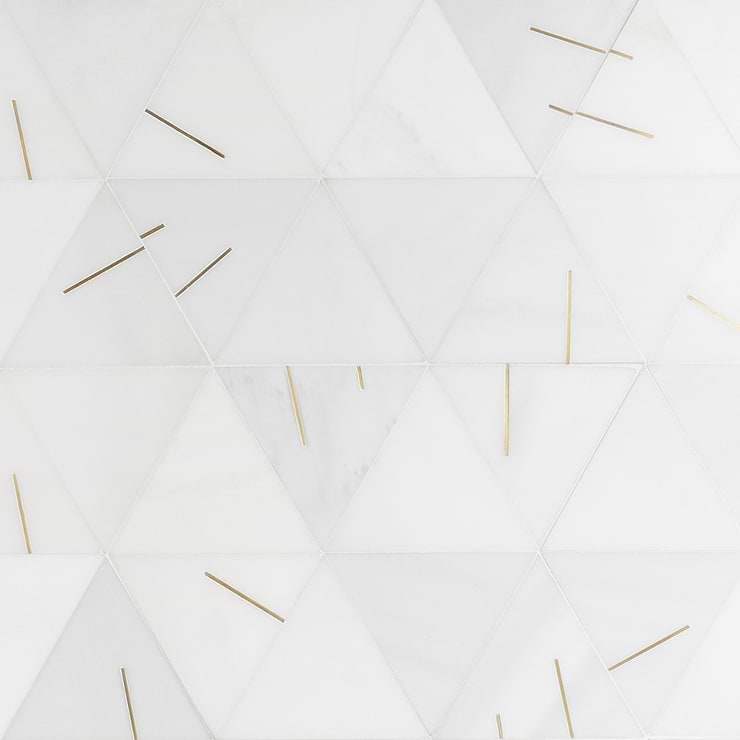 Ravi Asian Statuary Polished Marble and Brass Mosaic Tile
