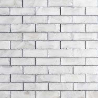 Magico Iridescent Pearl White 2x6 Polished Glass Mosaic Tile  - Sample