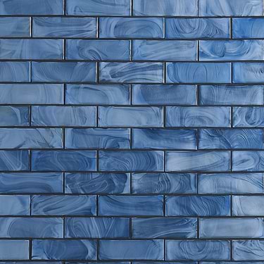 Magico Iridescent Sky Blue 2x6 Polished Glass Mosaic Tile  - Sample