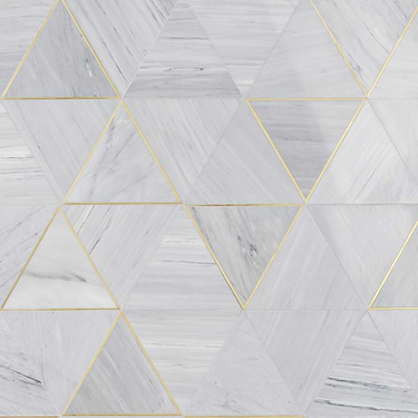 Verin Gray 6x6 Polished Marble & Brass Mosaic - Sample