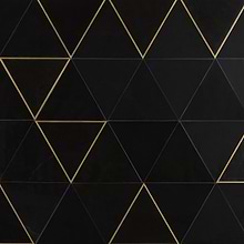 Verin Nero Polished Marble and Brass Mosaic Tile