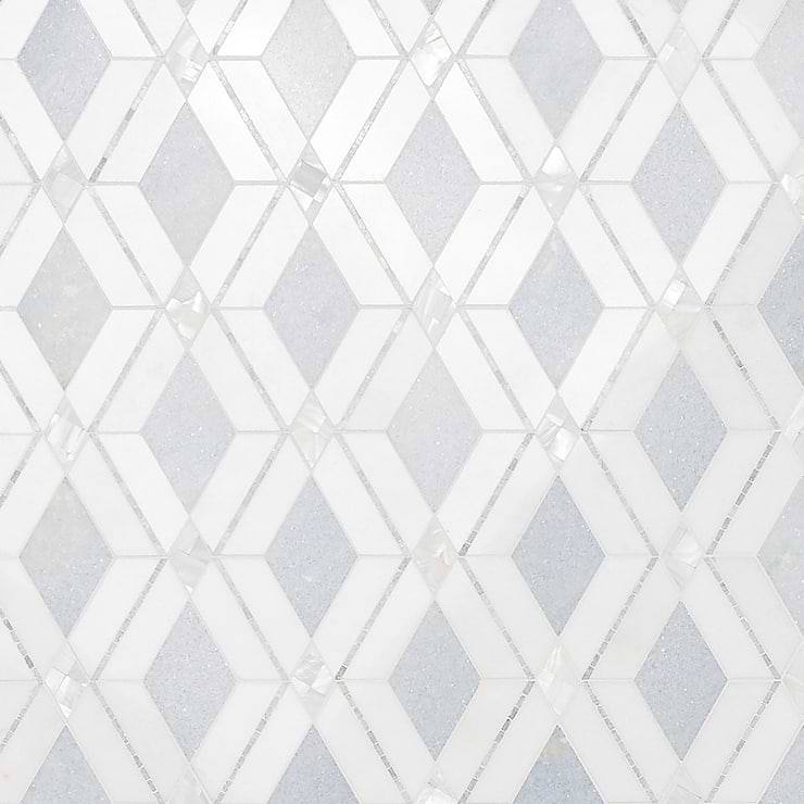 Diana Blue Celeste Polished Marble and Pearl Mosaic Tile