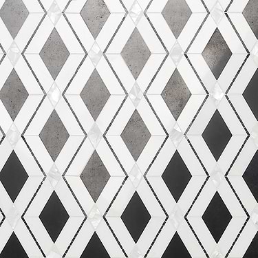 Diana Nero Black Polished Marble and Pearl Mosaic Tile  - Sample