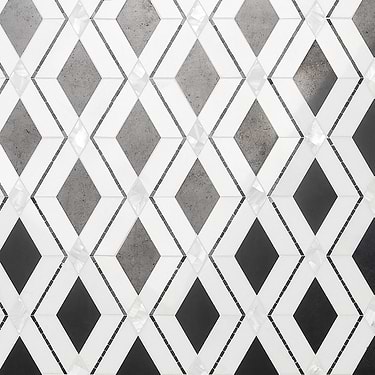 Diana Nero Black & White Polished Marble and Pearl Mosaic Tile