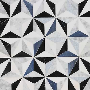 Phantasm Winter Sky Blue and white Polished Marble Mosaic Tile - Sample