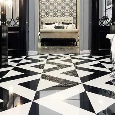 Parapet Black & White 24X24 Polished Marble Tile